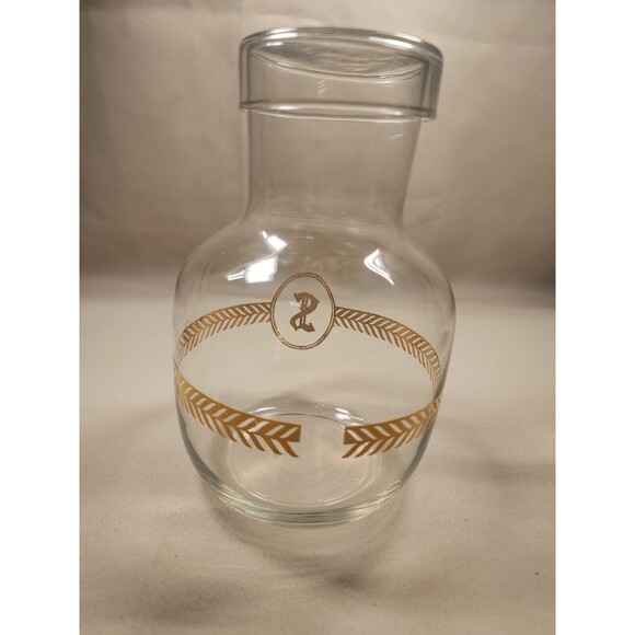 Libbey Decanter Pitcher Gold Laurel Leaf Pattern Monogram "S" Vintage F2 - Picture 3 of 7